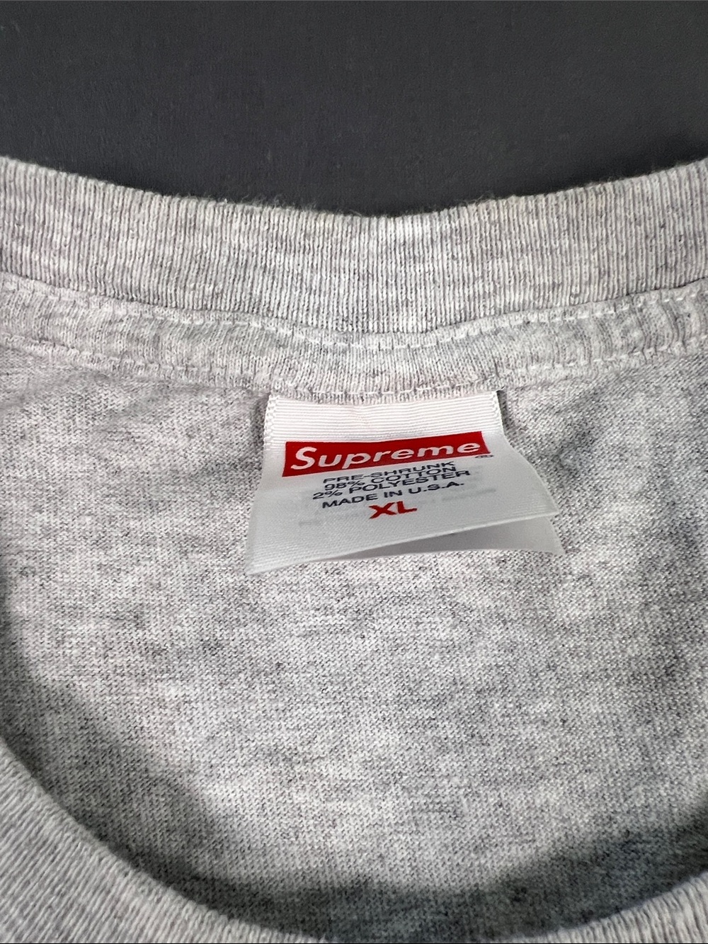 Supreme Gray Small Chest Logo Short Sleeve Tee - Picture 3 of 10